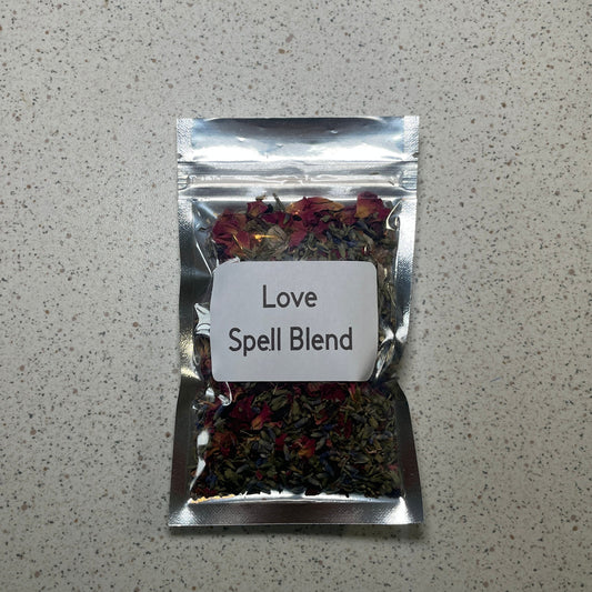 Love spell herbs in a clear bag