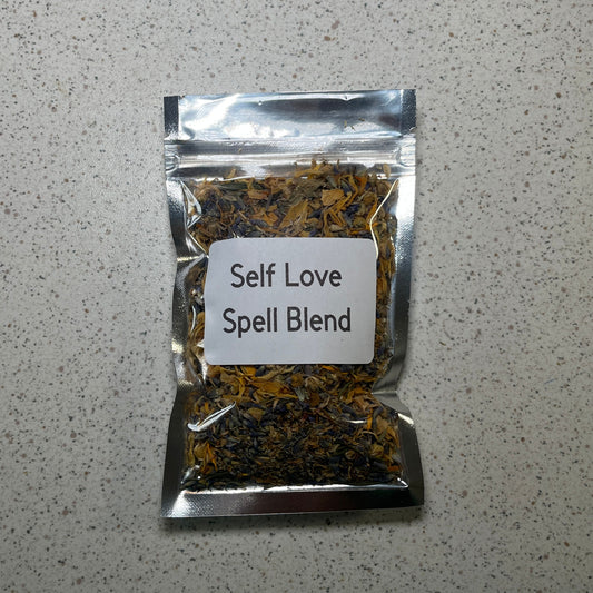Self love herb blend in a clear bag